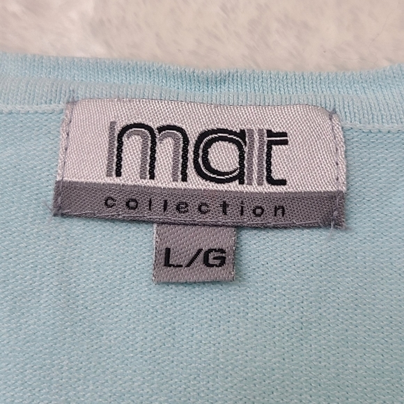 Mat Collection vintage pastel button-down 3/4 sleeve cardigan, sz L (PTP 16.5") - Picture 5 of 8